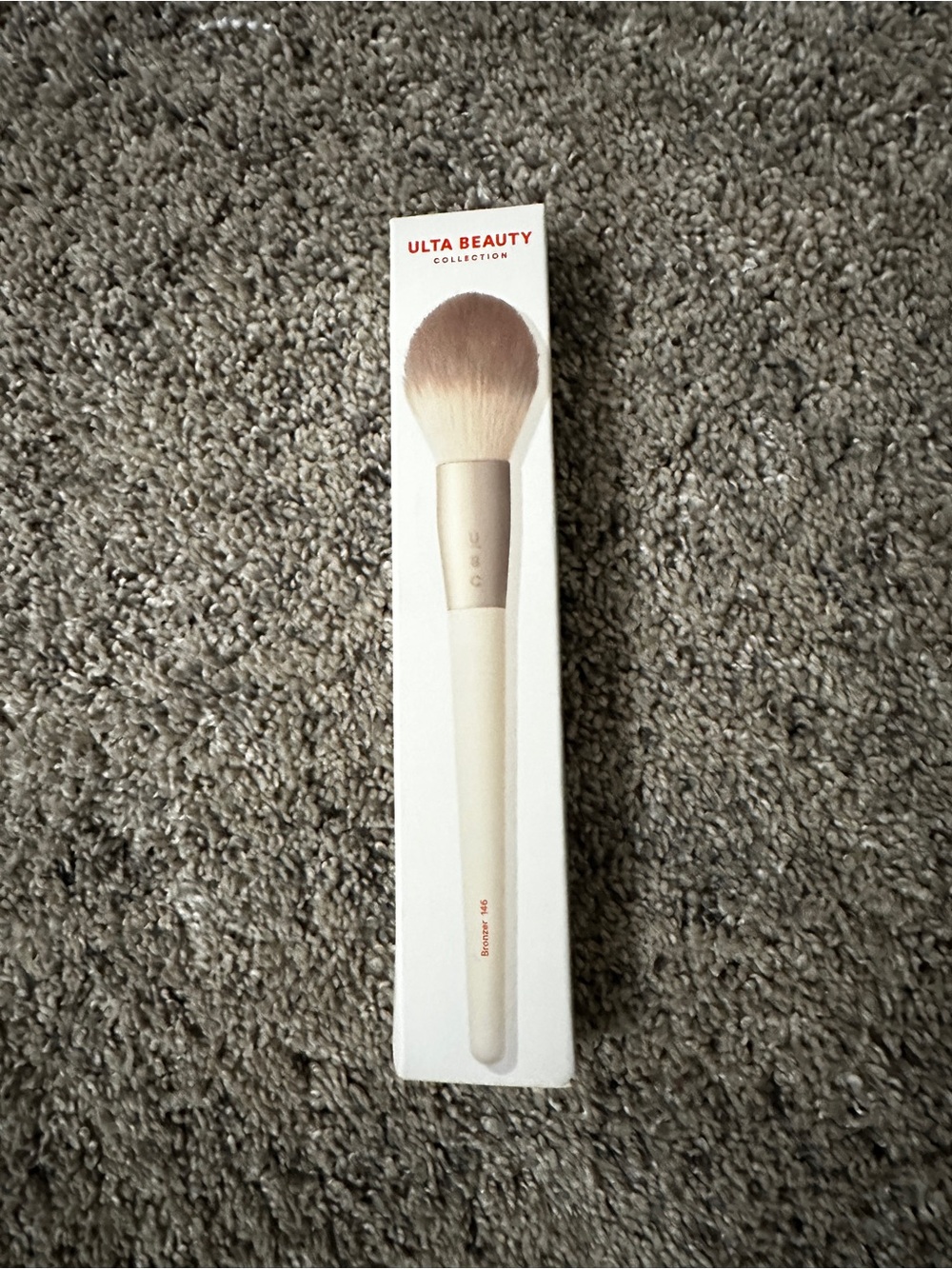 Ulta Beauty Cream Handle Powder Brush with Brown-Tip Bristles